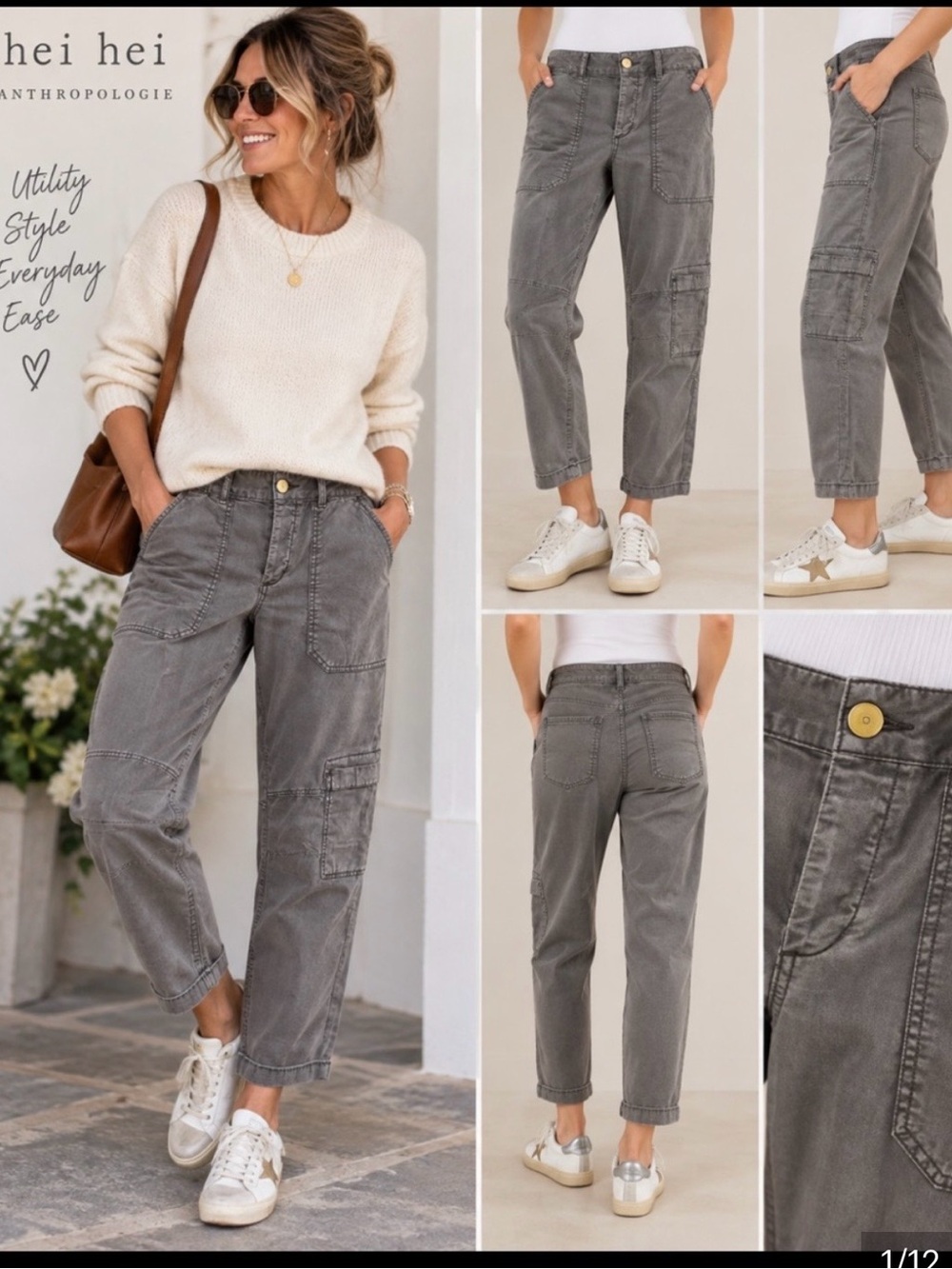 Anthropologie Hei Hei The Wanderer Gray
Cargo Pants Size 26